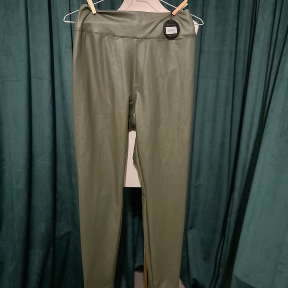 Aerie Olive Faux Leather Leggings